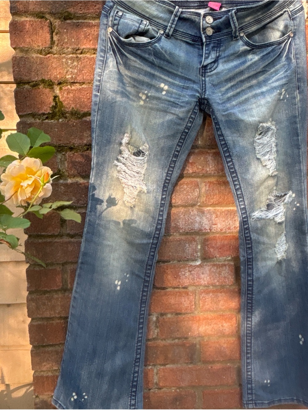 Almost Famous Distressed Blue Flare Jeans